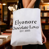 Schwarzer Schriftname etablierter Schokoladenliebh Tasche