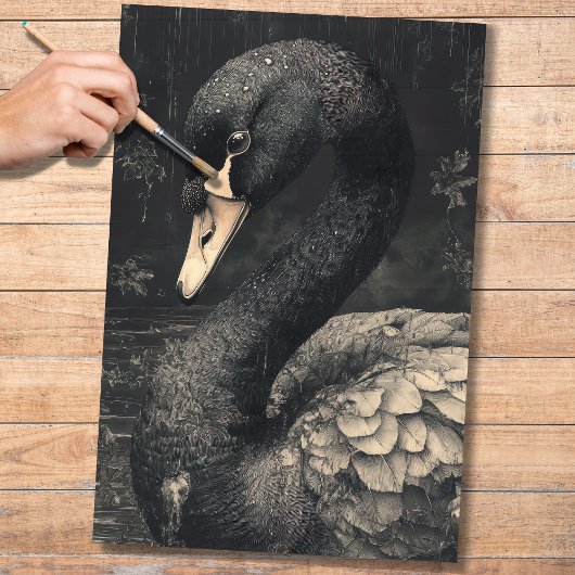 Schwarzer Schwan 2 Decoupage-Papier Seidenpapier