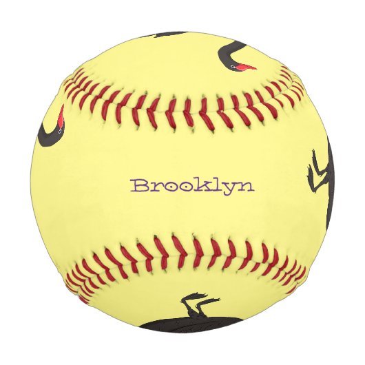 Schwarzer Schwan-Cartoon-Abbildung Baseball (Vorderseite)