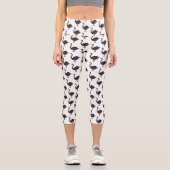 Schwarzer Schwan-Cartoon-Abbildung Capri Leggings (Vorderseite)