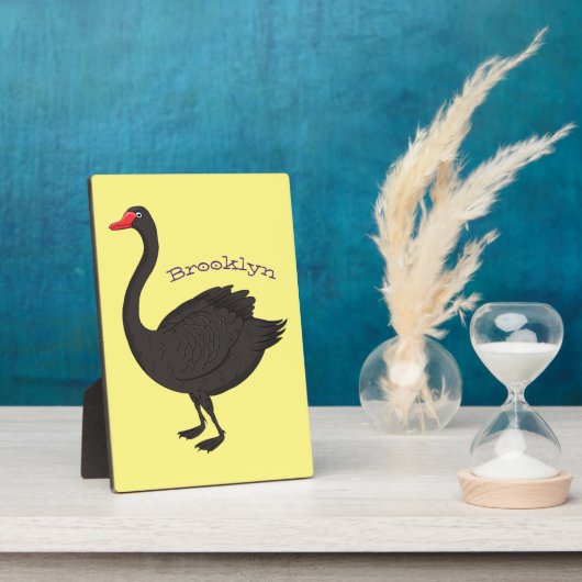 Schwarzer Schwan-Cartoon-Abbildung Fotoplatte (Seite)