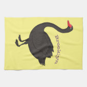 Schwarzer Schwan-Cartoon-Abbildung Geschirrtuch (Horizontal)