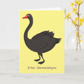 Schwarzer Schwan-Cartoon-Abbildung Karte (Gelbe Blume)