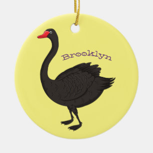 Schwarzer Schwan-Cartoon-Abbildung Keramik Ornament