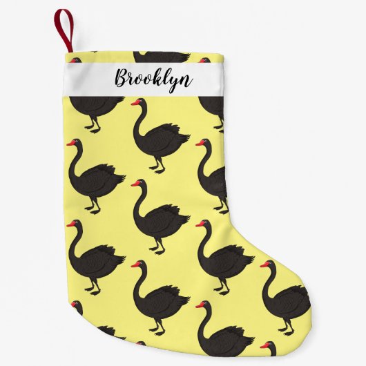 Schwarzer Schwan-Cartoon-Abbildung Kleiner Weihnachtsstrumpf (Vorderseite)