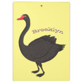 Schwarzer Schwan-Cartoon-Abbildung Klemmbrett (Rückseite)