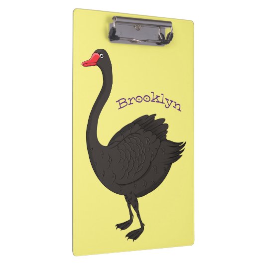 Schwarzer Schwan-Cartoon-Abbildung Klemmbrett (Rechts)