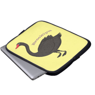 Schwarzer Schwan-Cartoon-Abbildung Laptopschutzhülle