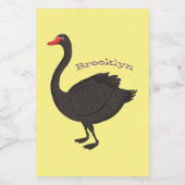 Schwarzer Schwan-Cartoon-Abbildung Lebensmitteletikett (Einzelnes Label)