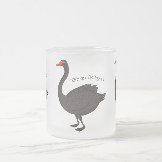 Schwarzer Schwan-Cartoon-Abbildung Mattglastasse (Mittel)