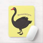 Schwarzer Schwan-Cartoon-Abbildung Mousepad (Mit Mouse)