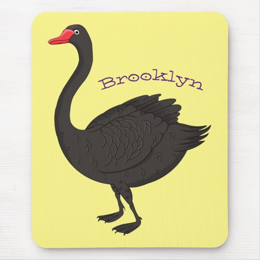 Schwarzer Schwan-Cartoon-Abbildung Mousepad (Vorne)