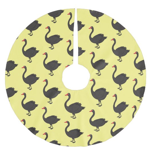 Schwarzer Schwan-Cartoon-Abbildung Polyester Weihnachtsbaumdecke (Vorderseite)