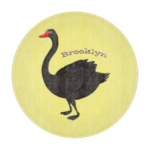 Schwarzer Schwan-Cartoon-Abbildung Schneidebrett