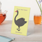 Schwarzer Schwan-Cartoon-Abbildung Sockelschild (In SItu)