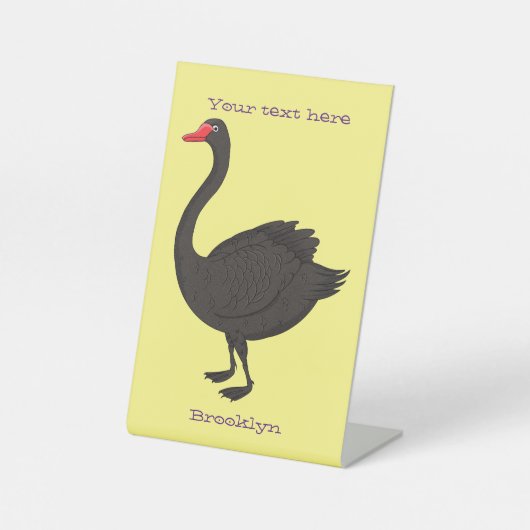 Schwarzer Schwan-Cartoon-Abbildung Sockelschild (Vorderseite)