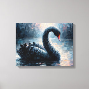 Schwarzer Schwan – Düstere gotische Tierwelt Leinwanddruck