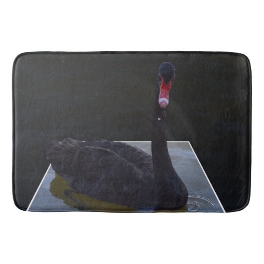 Schwarzer Schwan im Maßteich schwimmen, Badematte (Vorderseite)