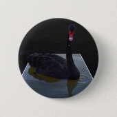 Schwarzer Schwan im Maßteich schwimmen, Button (Vorderseite)