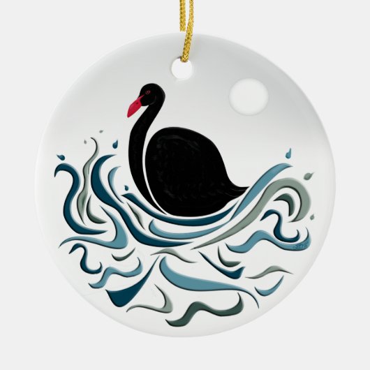 Schwarzer Schwan Keramik Ornament (Vorne)