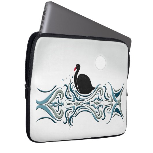 Schwarzer Schwan Laptopschutzhülle (Vorne Rechts)