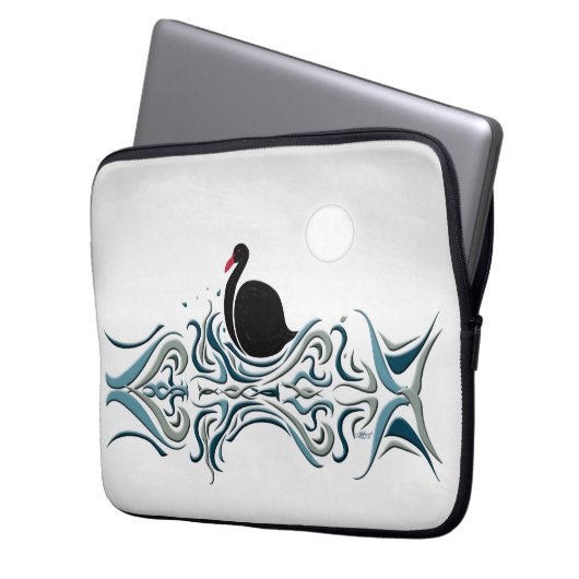 Schwarzer Schwan Laptopschutzhülle (Vorderseite Links)