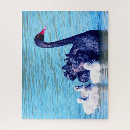 Schwarzer Schwan mit ihren Babys, Jigsaw Puzzle (Vertikal)