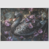 Schwarzer Schwan mit Lila Florals Decoupage Seidenpapier (Vorderseite)