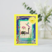 Schwarzer Schwan mit Sonne Postkarte (Stehend Vorderseite)