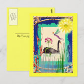 Schwarzer Schwan mit Sonne Postkarte (Vorne/Hinten)