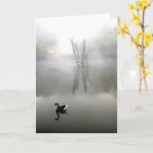 "Schwarzer Schwan mit weißem Federn" Karte (Gelbe Blume)