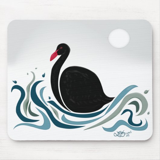 Schwarzer Schwan Mousepad (Vorne)