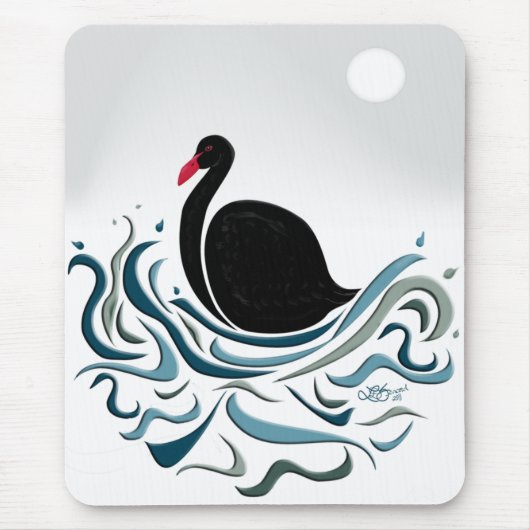 Schwarzer Schwan Mousepad (Vorne)