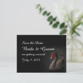 Schwarzer Schwan Save the Date Postkarte (Stehend Vorderseite)