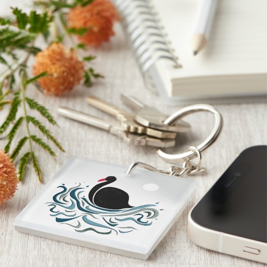 Schwarzer Schwan Schlüsselanhänger (Vorderseite rechts)