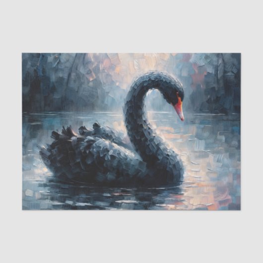 Schwarzer Schwan Schwimmende Malerei Seidenpapier (Vorderseite)