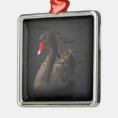 Schwarzer Schwan Silbernes Ornament (Links)