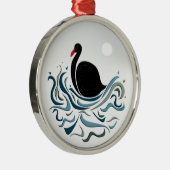 Schwarzer Schwan Silbernes Ornament (Rechts)