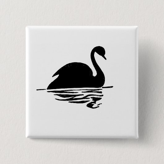 Schwarzer Schwan-Silhouette Button (Vorderseite)