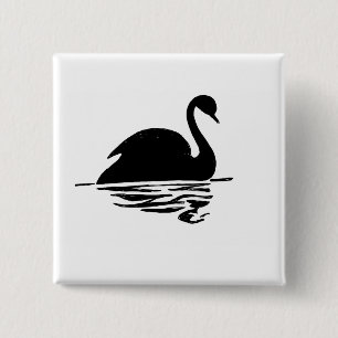 Schwarzer Schwan-Silhouette Button