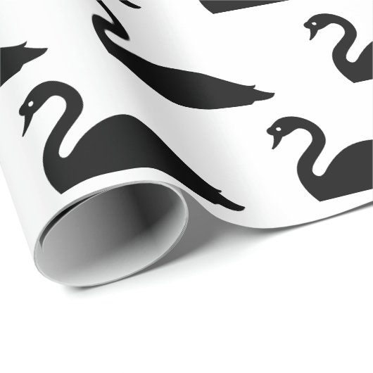 Schwarzer Schwan-Silhouette | Geschenkpapier (Rolleneckpunkt)