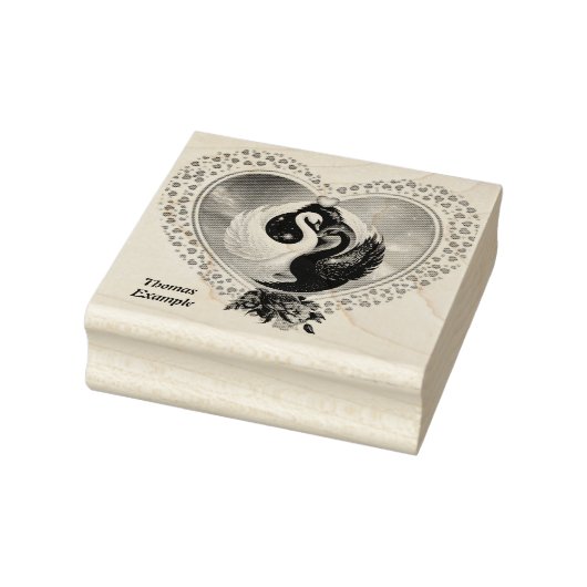 Schwarzer Schwan und weißer Schwan Gummistempel (Stempel)