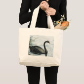 "Schwarzer Schwan-" Vogel-Kunst-Tasche Jumbo Stoffbeutel (Vorderseite (Produkt))