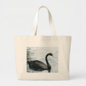 "Schwarzer Schwan-" Vogel-Kunst-Tasche Jumbo Stoffbeutel (Vorne)