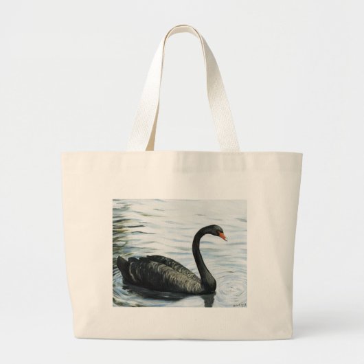 "Schwarzer Schwan-" Vogel-Kunst-Tasche Jumbo Stoffbeutel (Vorne)