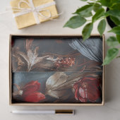 Schwarzer Schwanz mit goldener Crown Red Florals D Seidenpapier (Geschenk)