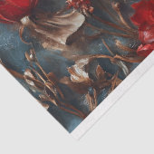 Schwarzer Schwanz mit goldener Crown Red Florals D Seidenpapier (Ausschnitt)