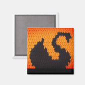 Schwarzer Schwanz - Silhouette und Sunset Crochet  Magnet (Vorderseite/Rückseite)
