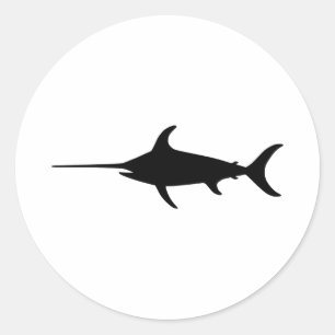 Schwarzer Schwertfisch Runder Aufkleber