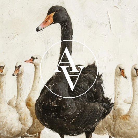 Schwarzer Schwung unter den weißen Schwänen der Fa Poster